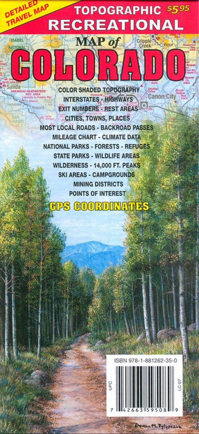 Topographic recreational map of Colorado