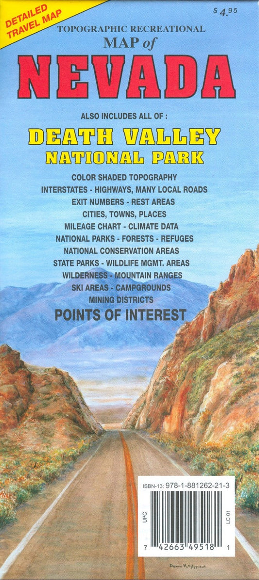 Topographic recreational map of Nevada