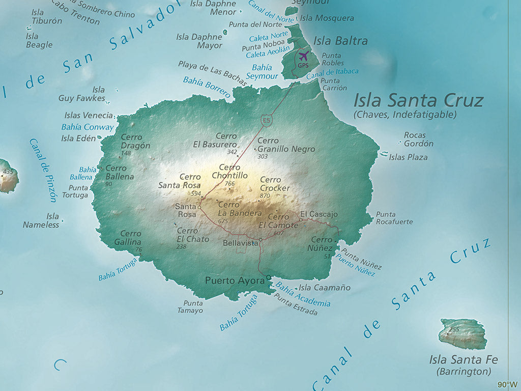 Galapagos Islands Elevation Tints Fine Art Print Map