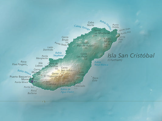 Galapagos Islands Elevation Tints Fine Art Print Map