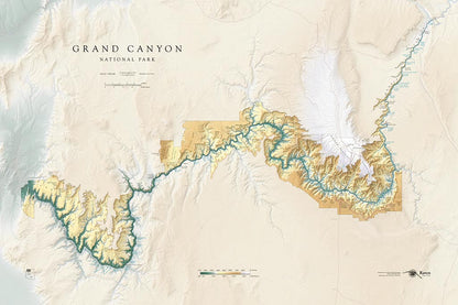 Grand Canyon National Park Elevation Tints Fine Art Print Map