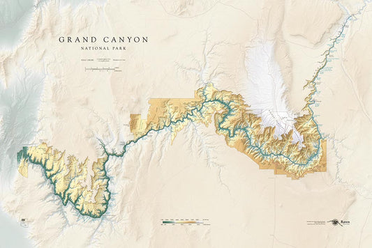 Grand Canyon National Park Elevation Tints Fine Art Print Map