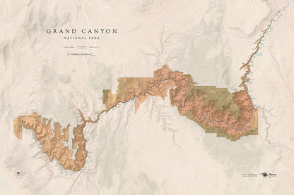 Grand Canyon National Park Landscape Fine Art Print Map