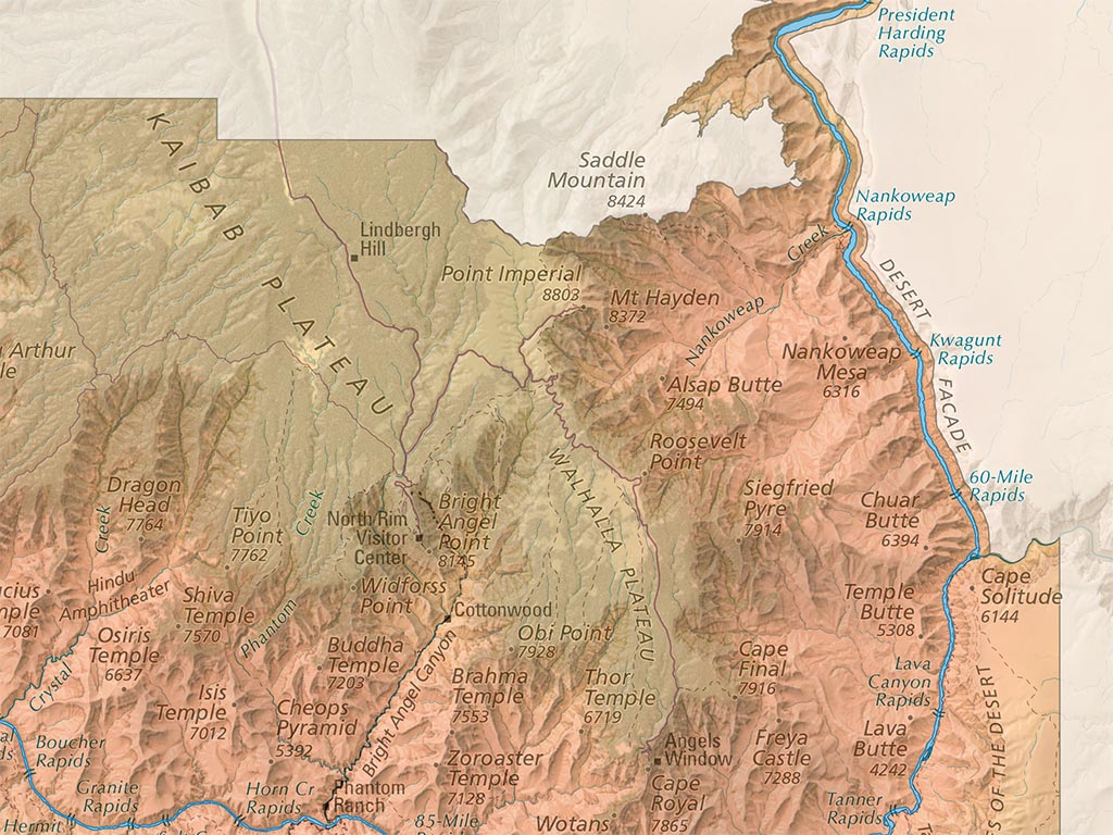 Grand Canyon National Park Landscape Fine Art Print Map