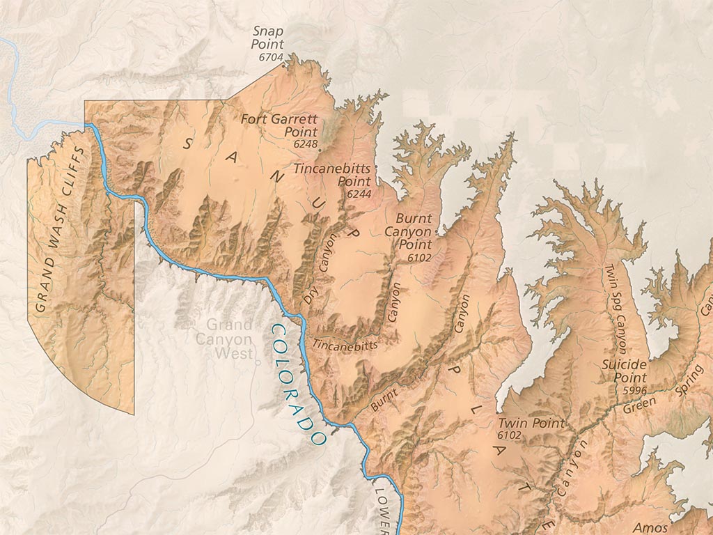 Grand Canyon National Park Landscape Fine Art Print Map