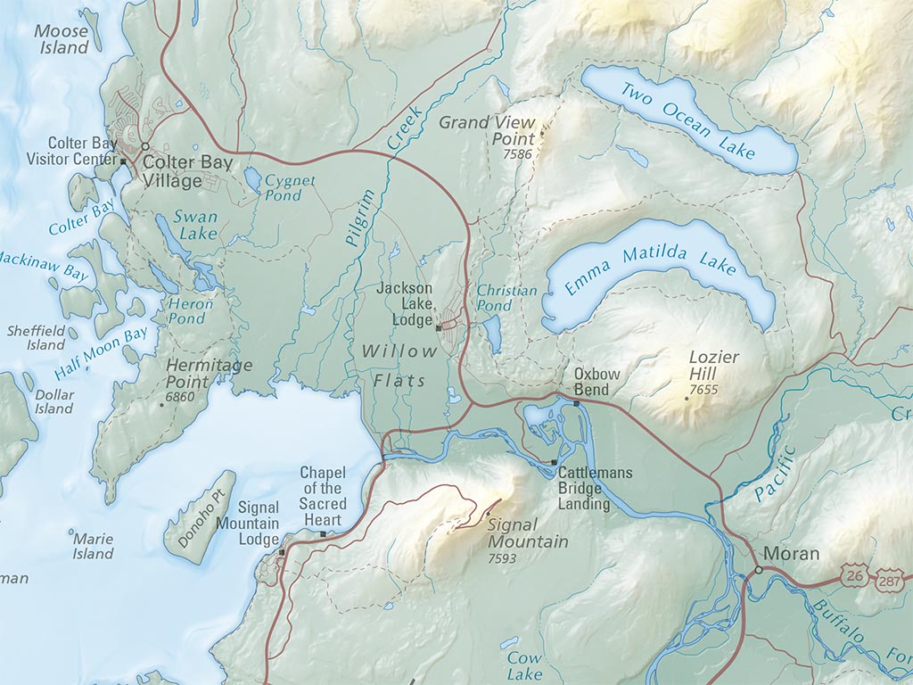 Grand Teton National Park Elevation Tints Fine Art Print Map