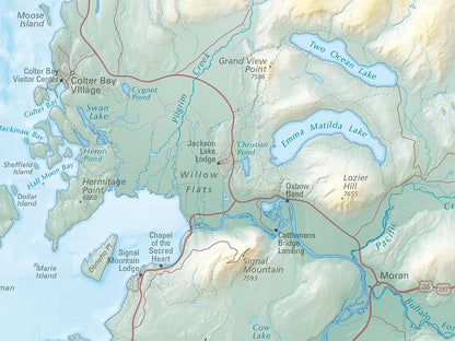 Grand Teton National Park Elevation Tints Fine Art Print Map