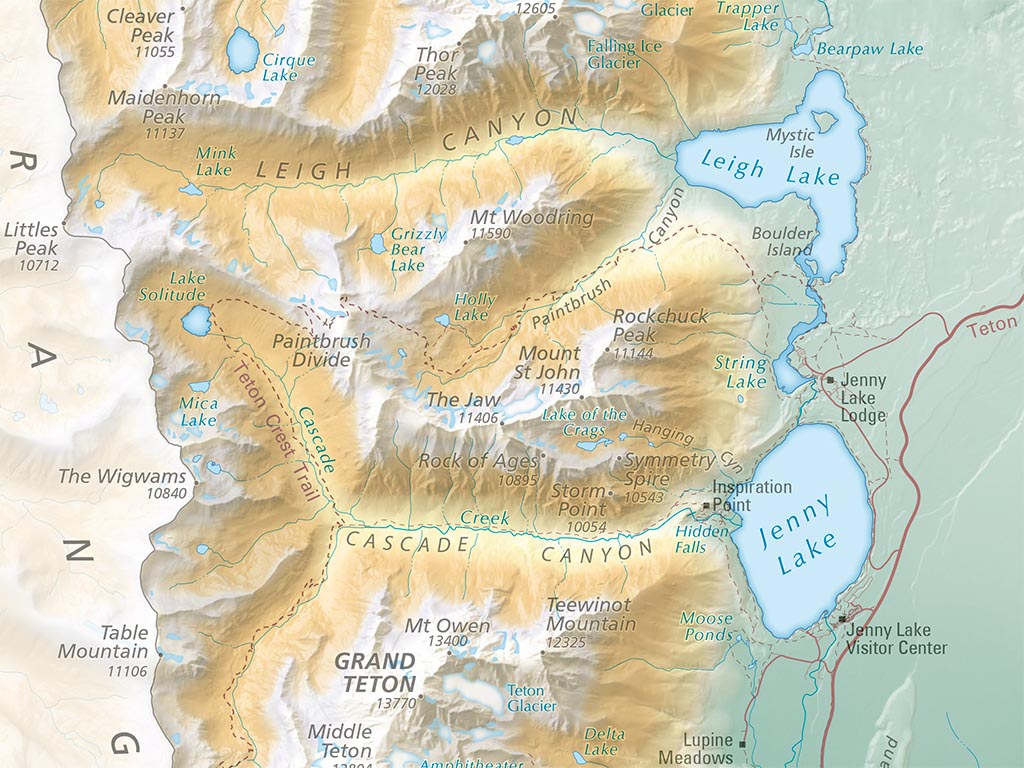 Grand Teton National Park Elevation Tints Fine Art Print Map