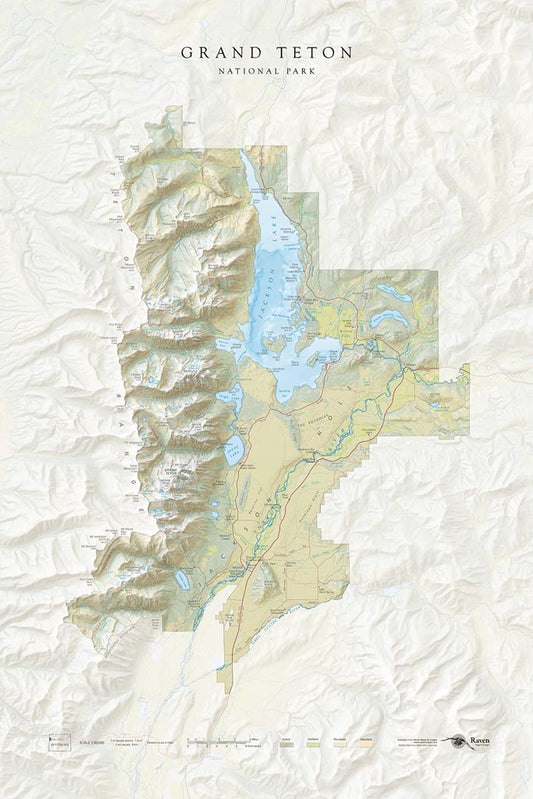 Grand Teton National Park Landscape Fine Art Print Map