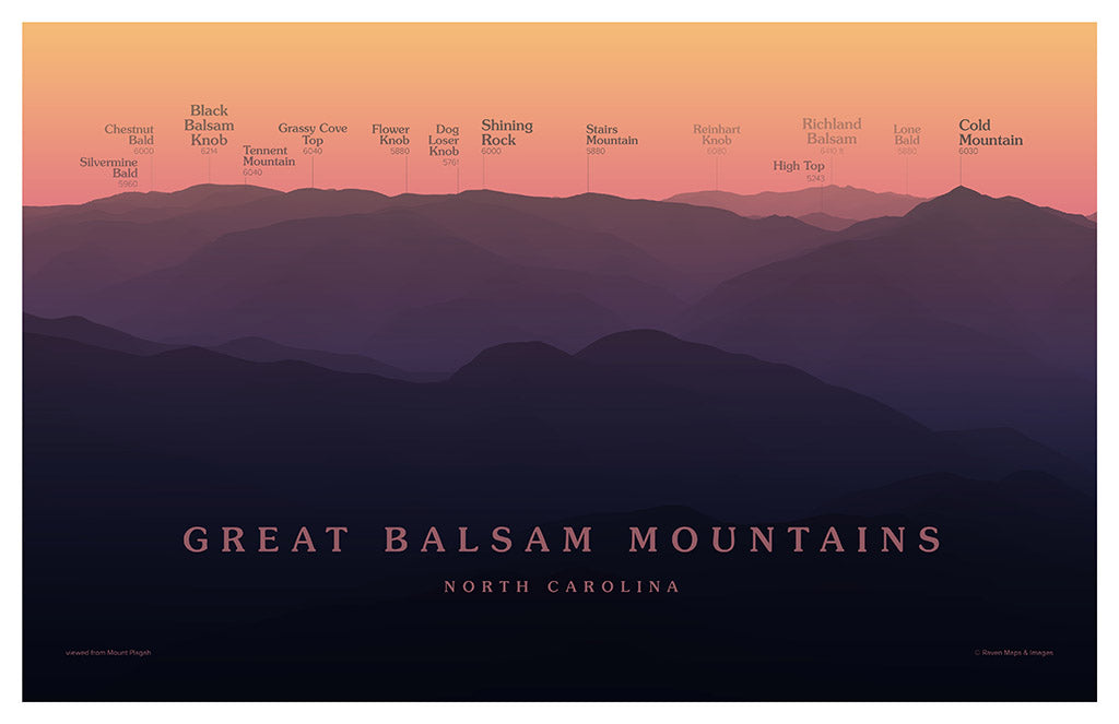 Great Balsam Mountains Peakscapes Elevation Panorama