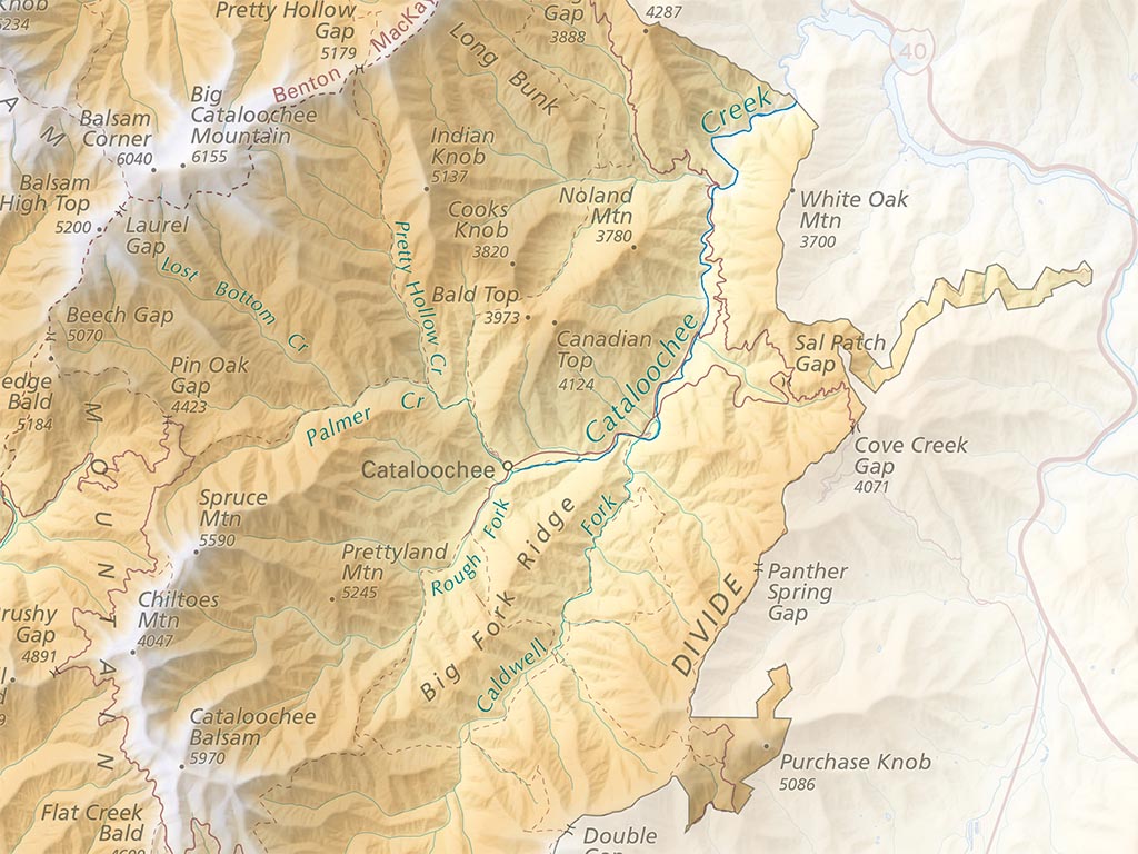 Great Smoky Mountains National Park Elevation Tints Fine Art Print Map
