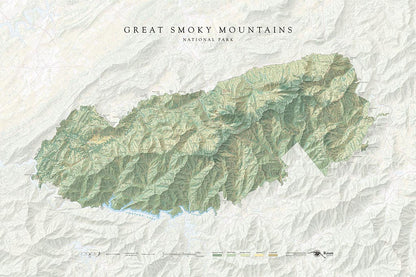 Great Smoky Mountains National Park Landscape Fine Art Print Map