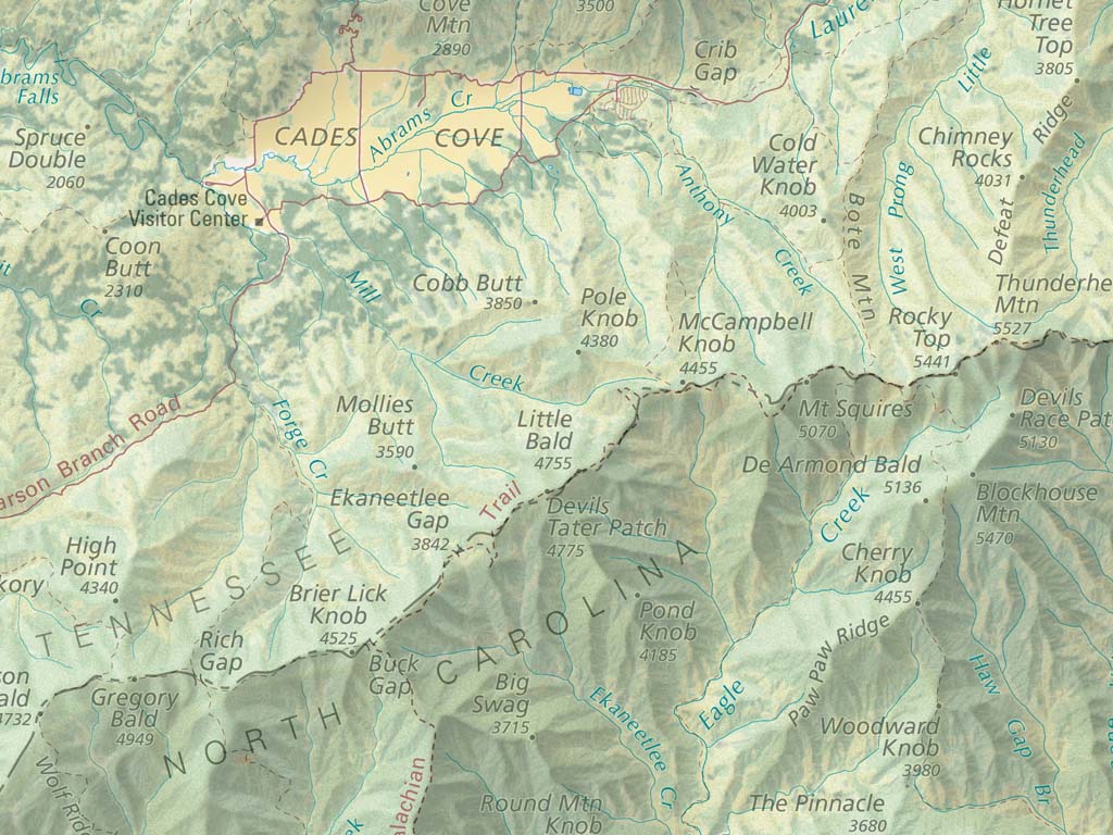 Great Smoky Mountains National Park Landscape Fine Art Print Map