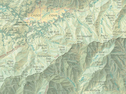 Great Smoky Mountains National Park Landscape Fine Art Print Map