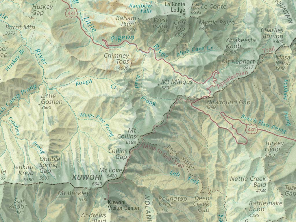 Great Smoky Mountains National Park Landscape Fine Art Print Map