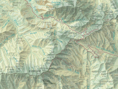 Great Smoky Mountains National Park Landscape Fine Art Print Map