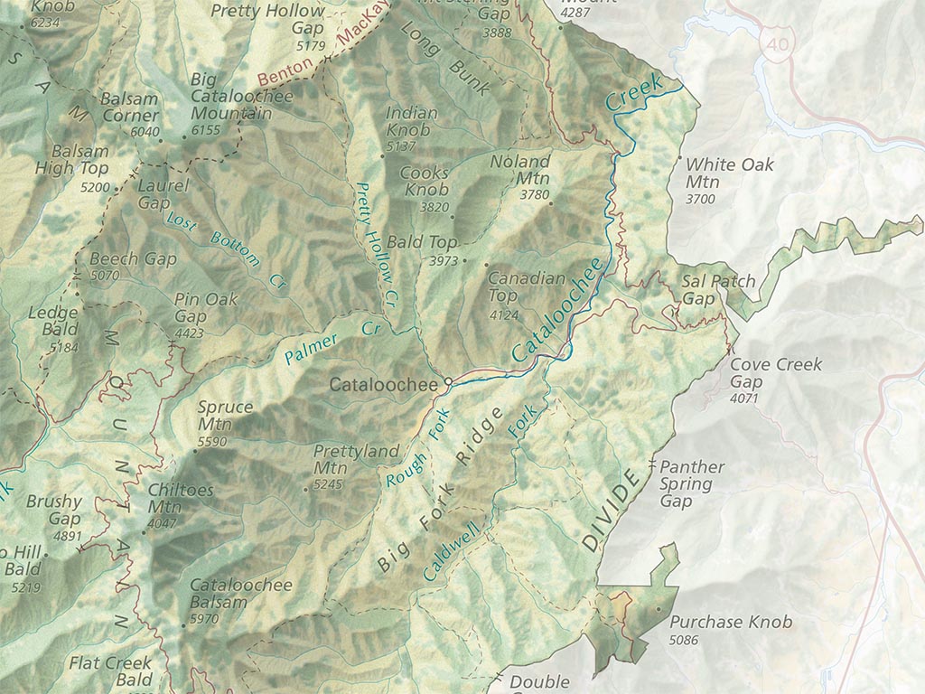 Great Smoky Mountains National Park Landscape Fine Art Print Map