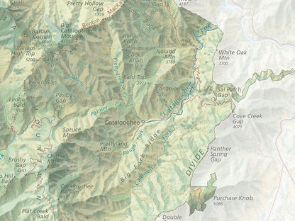 Great Smoky Mountains National Park Landscape Fine Art Print Map