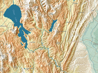 Greater Bay Area Elevation Tints Fine Art Print Map