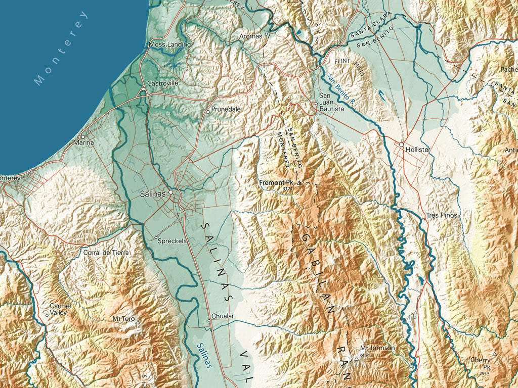 Greater Bay Area Elevation Tints Fine Art Print Map