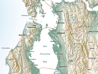 Greater Bay Area Elevation Tints Fine Art Print Map