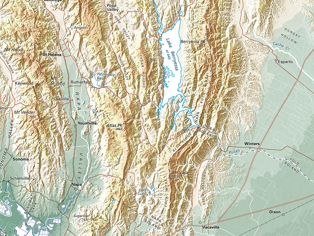 Greater Bay Area Elevation Tints Fine Art Print Map