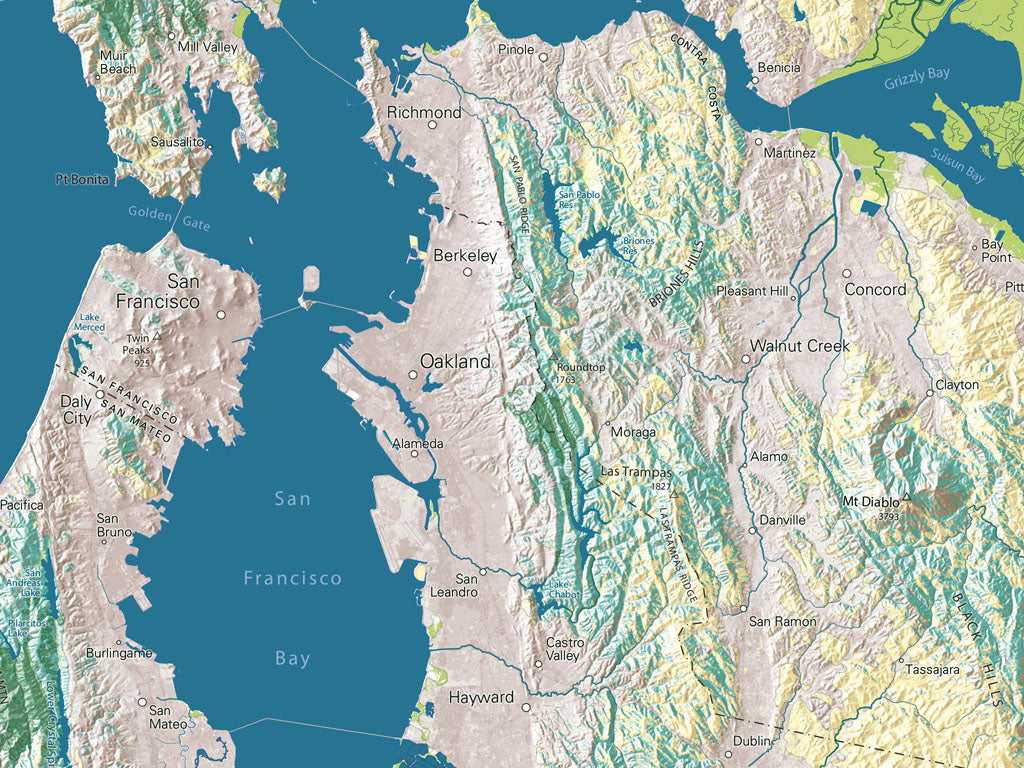 Greater Bay Area Land Cover Fine Art Print Map