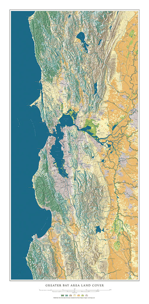 Greater Bay Area Land Cover Fine Art Print Map