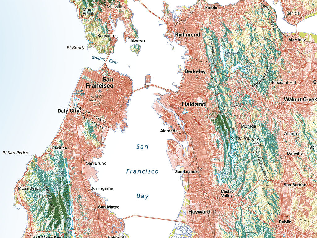 Greater Bay Area Land Cover Fine Art Print Map