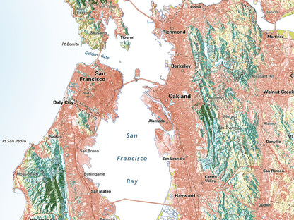 Greater Bay Area Land Cover Fine Art Print Map