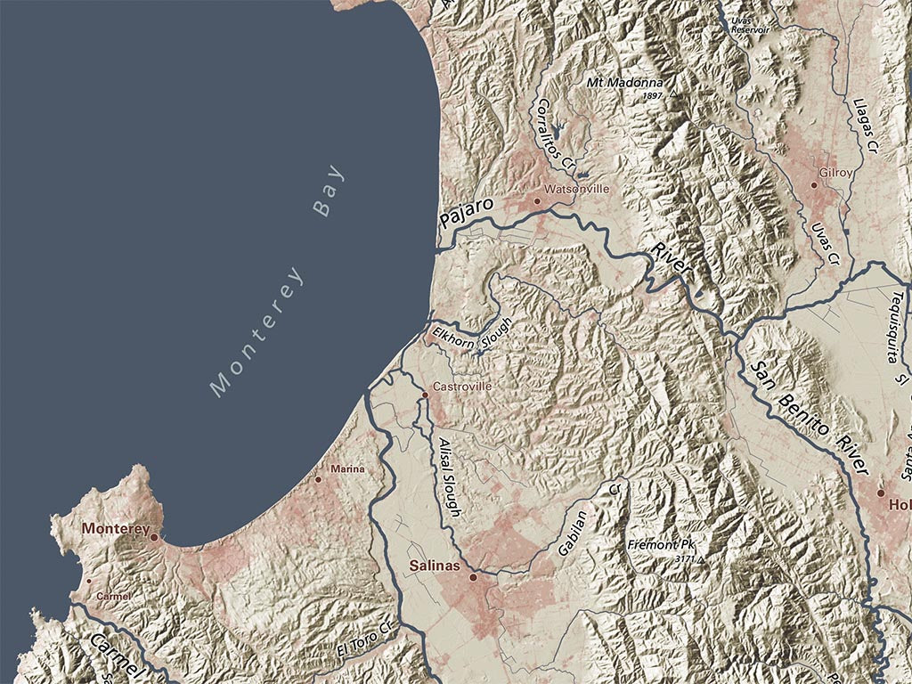 Greater Bay Area Landforms & Rivers Fine Art Print Map