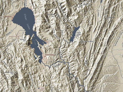 Greater Bay Area Landforms & Rivers Fine Art Print Map