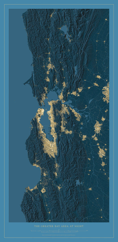 Greater Bay Area at Night Fine Art Print Map