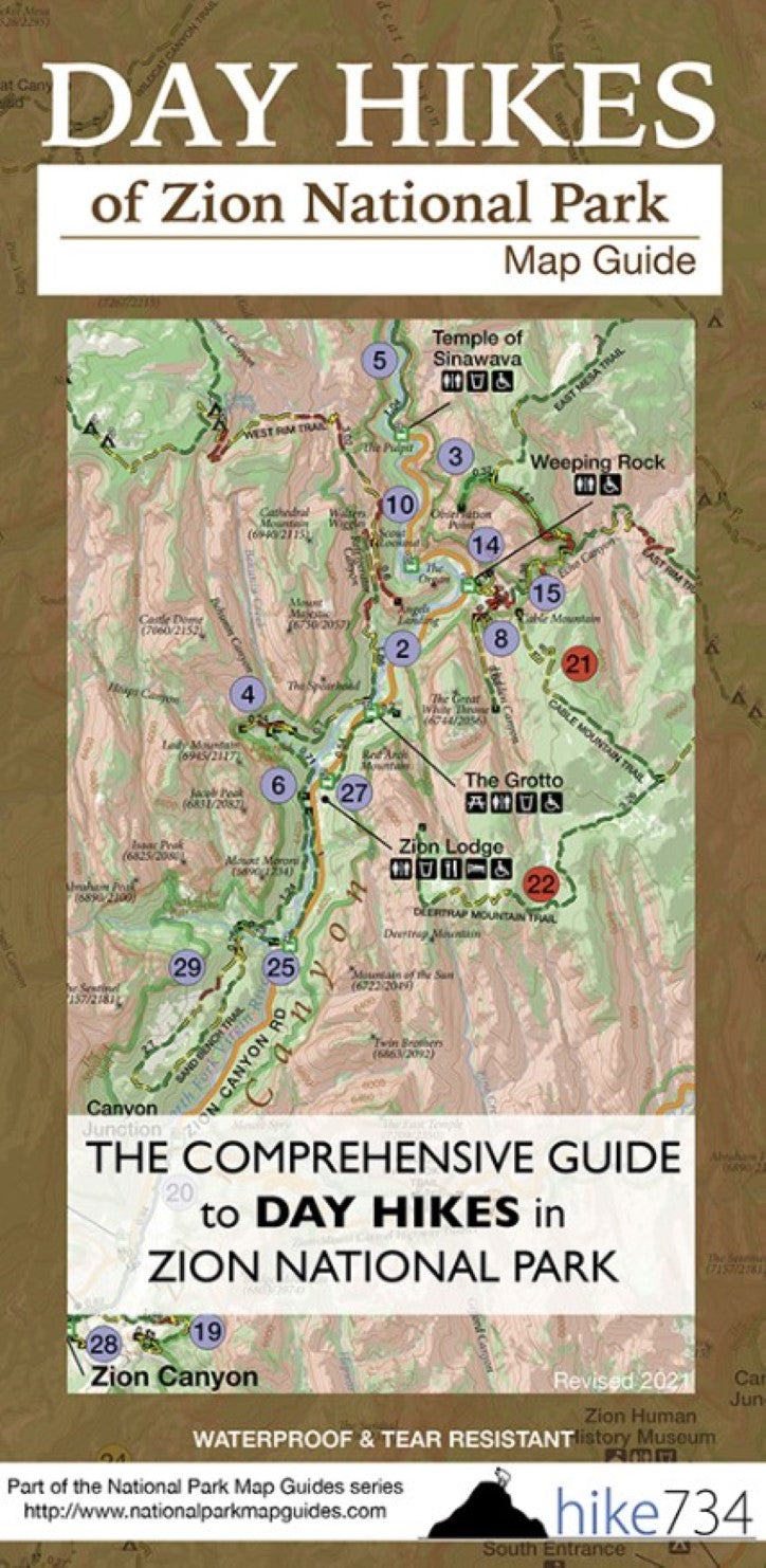 Day Hikes of Zion National Park Map Guide