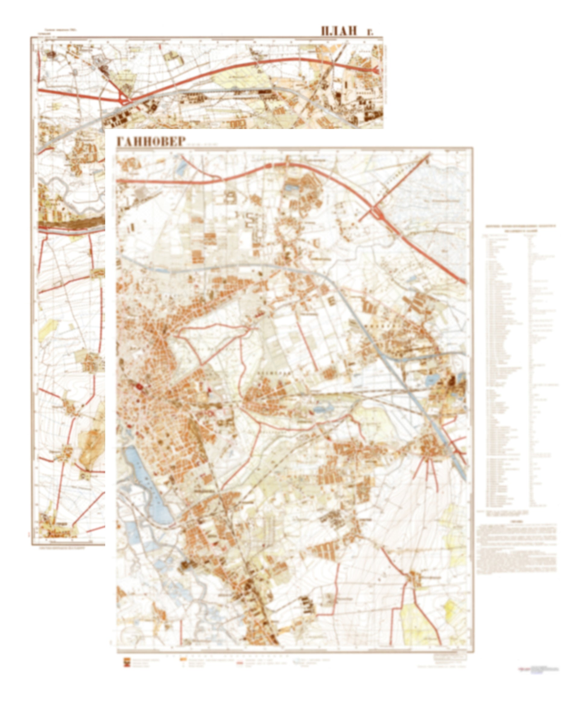 Hannover (Germany) 2-Sheet Set - Soviet Military City Plans