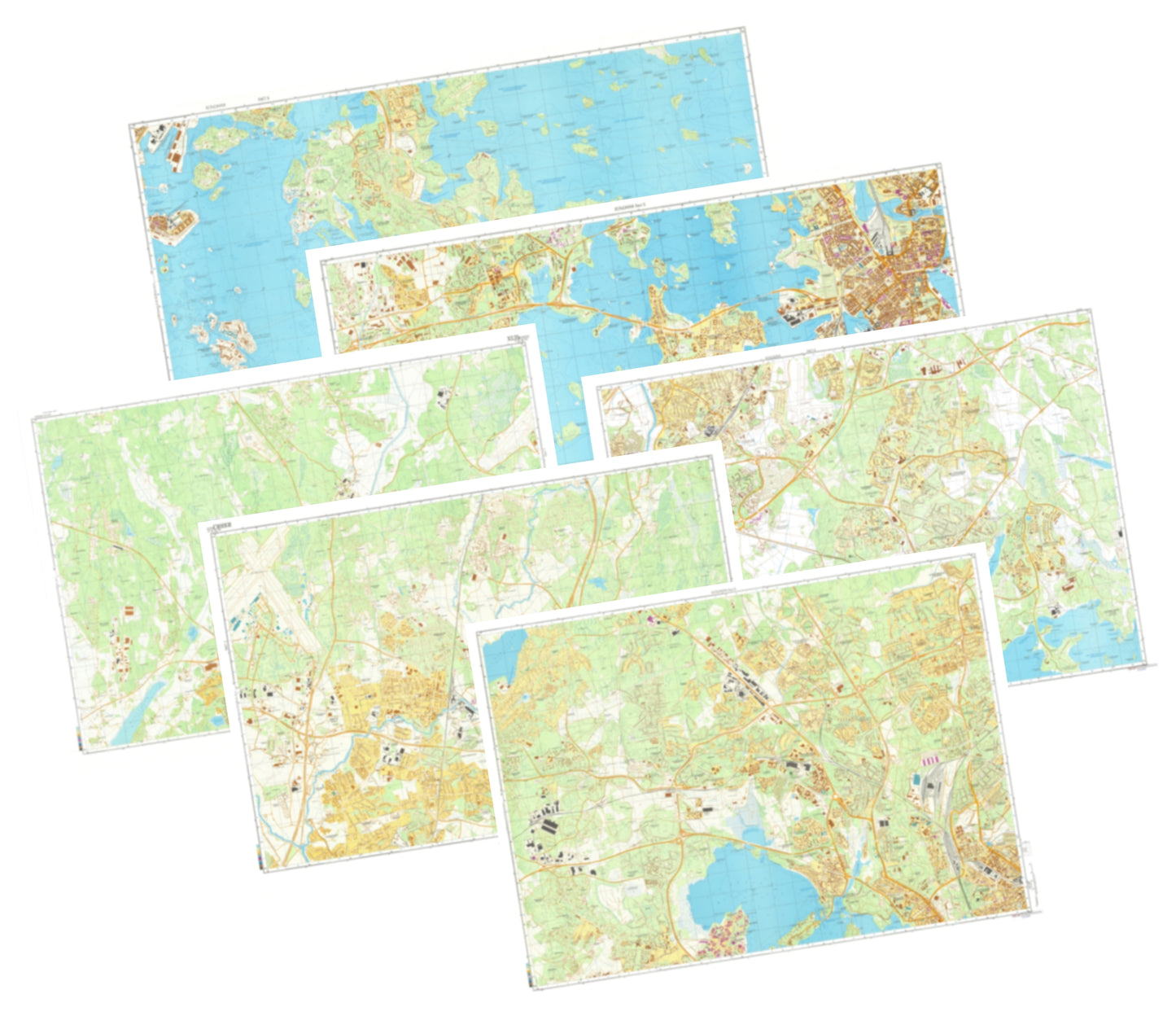 Helsinki (Finland) 6-Sheet Map Set - Soviet Military City Plans