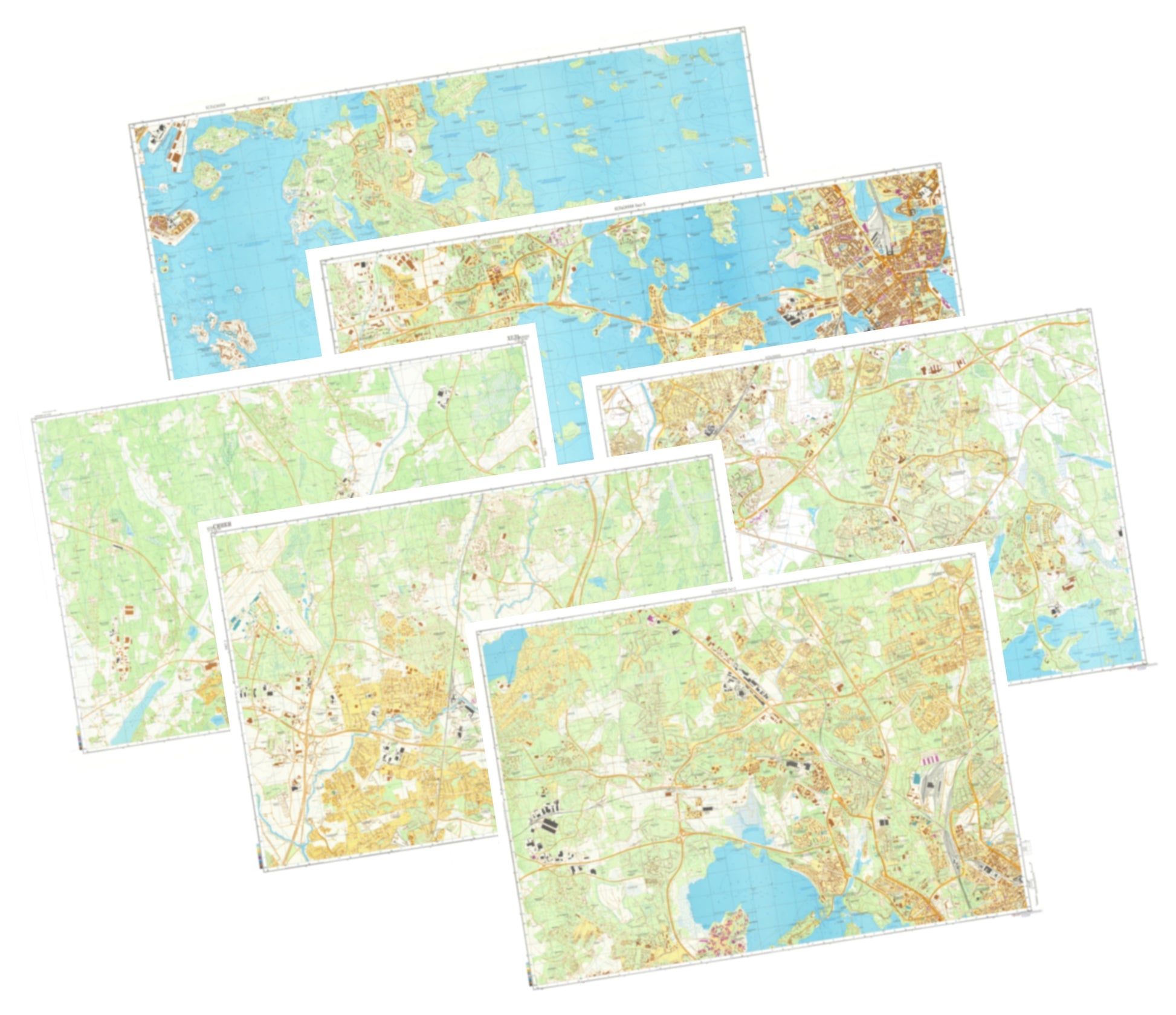 Helsinki (Finland) 6-Sheet Map Set - Soviet Military City Plans