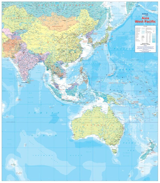 Asia & West Pacific Map 35x40 - Laminated