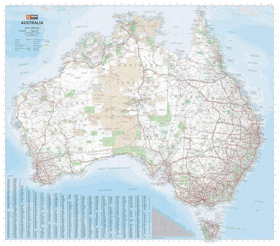 Australia : country map, laminated