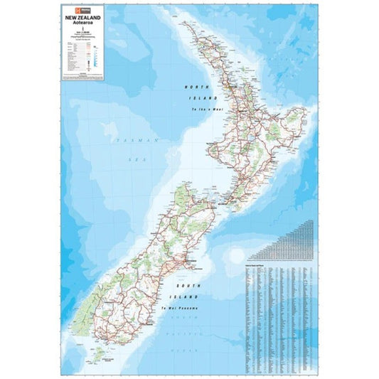 New Zealand : Aotearoa, laminated wall map