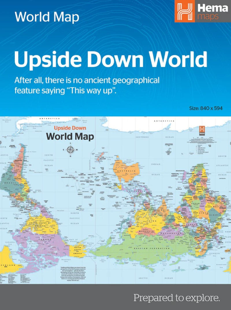 Upside down World in Envelope Folded Map