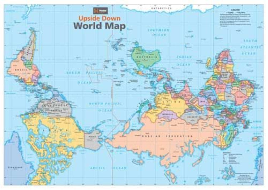 Upside Down World Wall Map