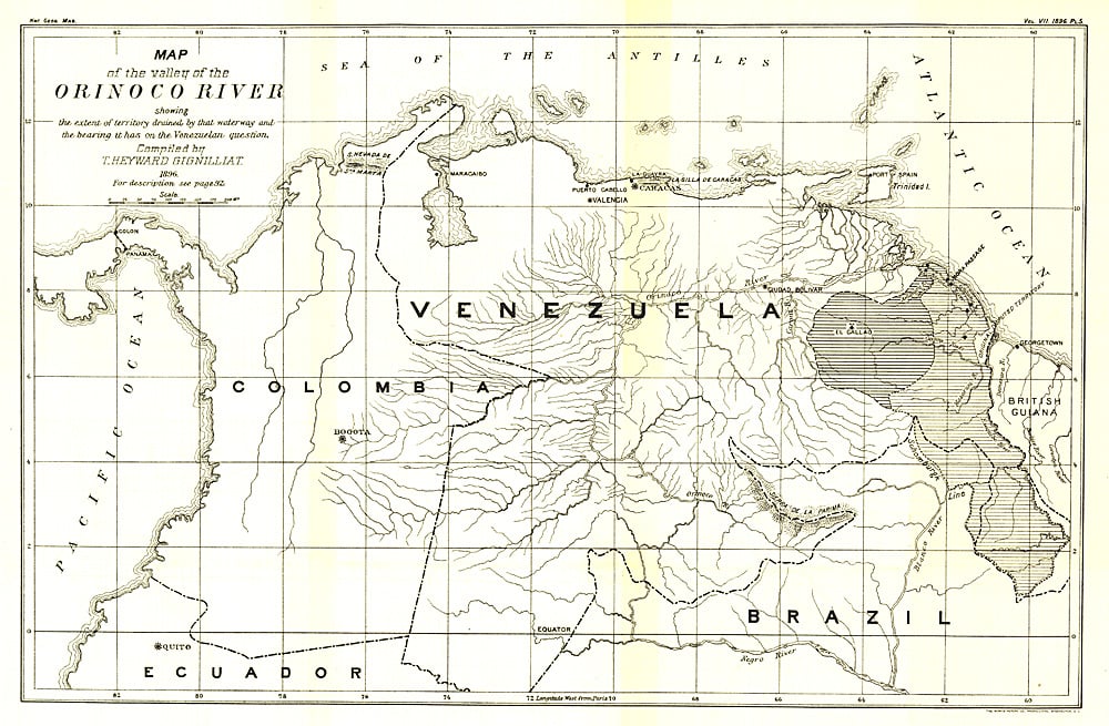 1896 Valley of the Orinoco River Map