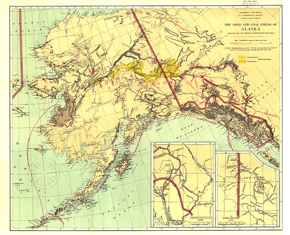 1898 Gold and Coal Fields of Alaska Map