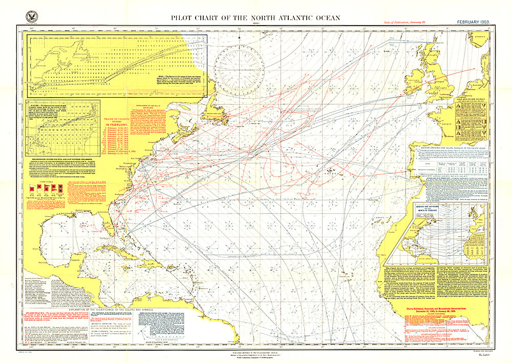 1903 Pilot Chart of the North Atlantic Ocean Map