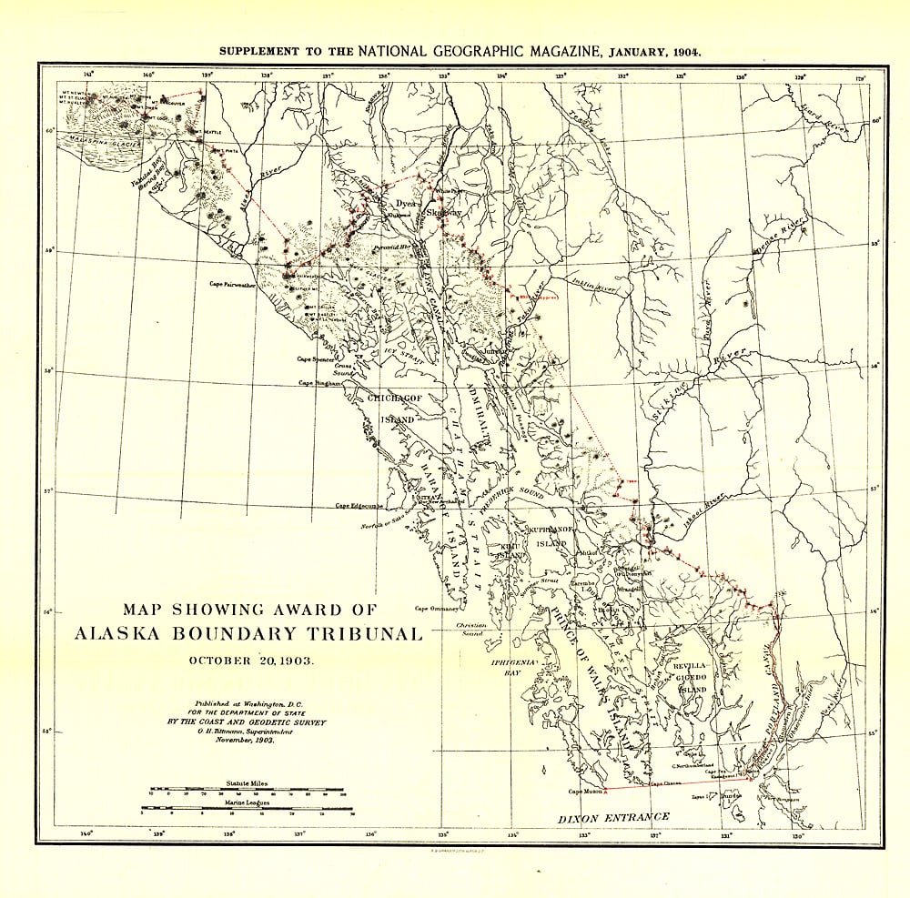 1904 Map Showing Award of Alaska Boundary Tribunal of 1896