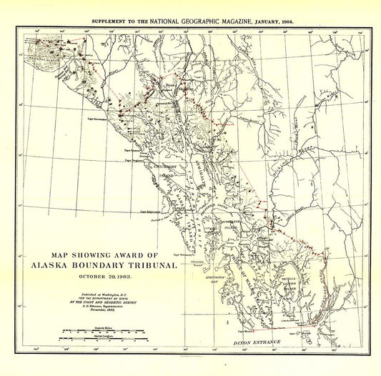 1904 Map Showing Award of Alaska Boundary Tribunal of 1896