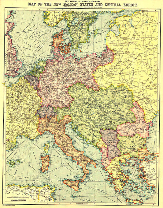 1914 New Balkan States and Central Europe Map