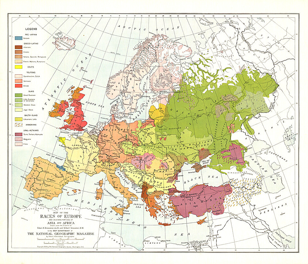 1918 Races of Europe Map