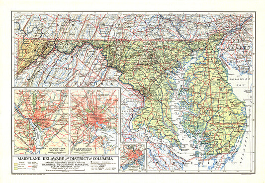 1927 Maryland, Delaware and District of Columbia Map